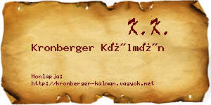 Kronberger Kálmán névjegykártya